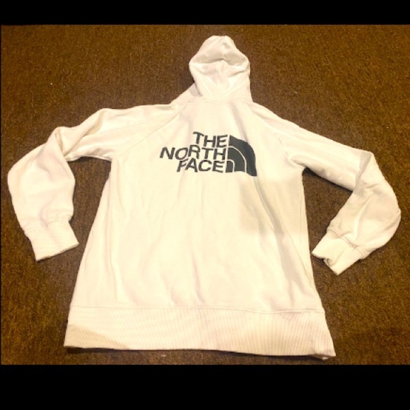 The North Face White Hooded Sweatshirt Long Sleeve Preowned casual warm - Picture 1 of 4